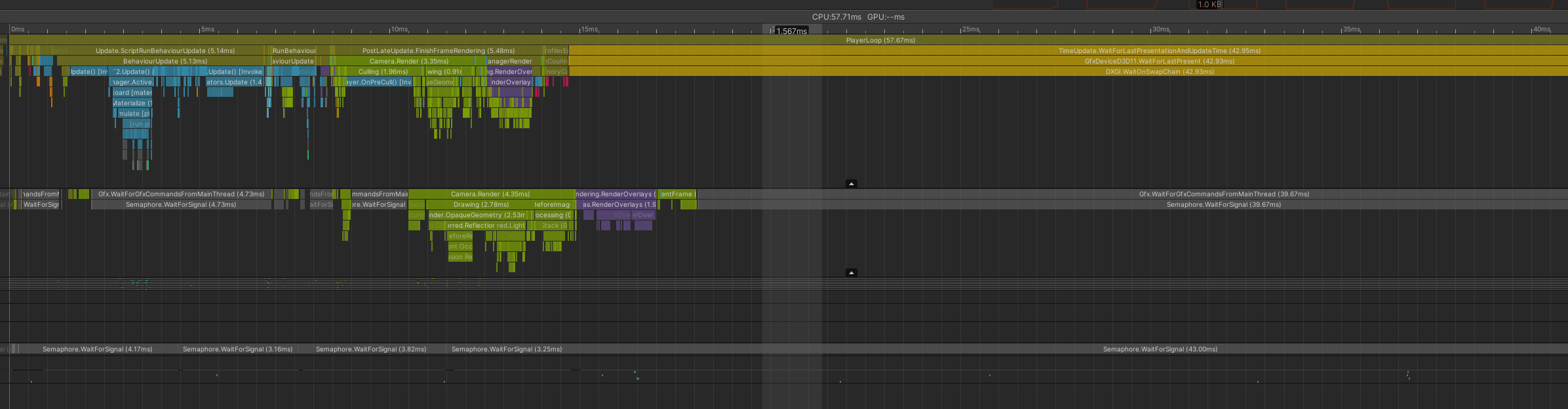 Profiler graph showing the picking delay has now gone